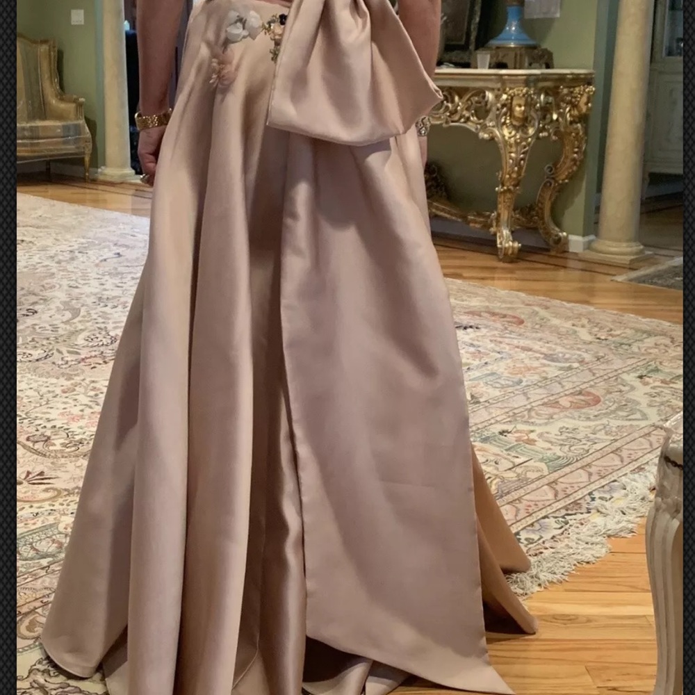 Marchesa couture one shoulder evening gown